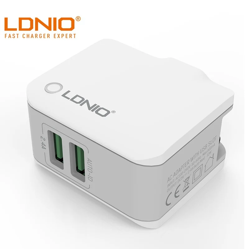 Быстрое зарядное устройство LDNIO A с двумя USB портами типа C европейская вилка
