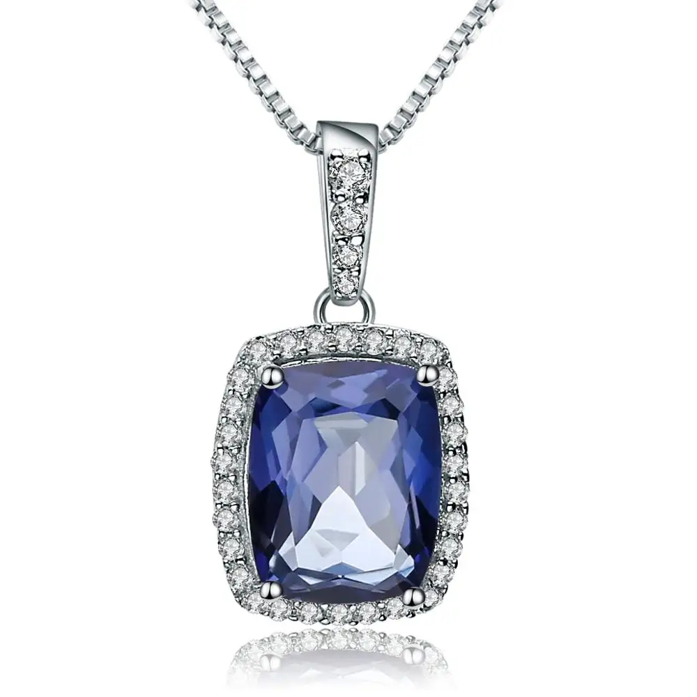

Gem's Ballet 925 Sterling Silver 3.67Ct Natural Iolite Blue Mystic Quartz Gemstone Pendant Necklace For Women Fine Jewelry