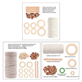 

DIY Natural Cotton Rope Bohemian Tapestry Weaving Wood Stick Bead Circle Kits