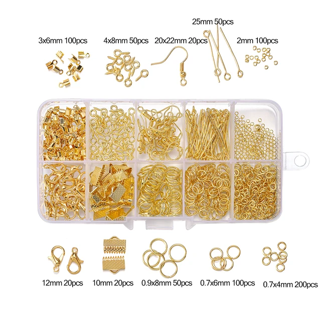 Alloy Accessories Jewelry Findings Set Repair Tools Lobster Clasp Open Jump Rings Earring Hooks for DIY Jewelry Making Supplies Gold