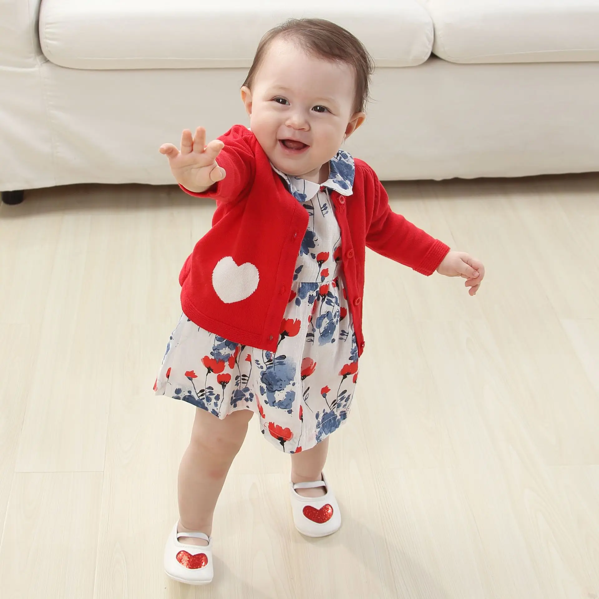 

Spring And Summer New Style Girls Dress Cotton Printed CHILDREN'S Skirt Red Cardigan Infants Child a Year of Age Skirt Set out C