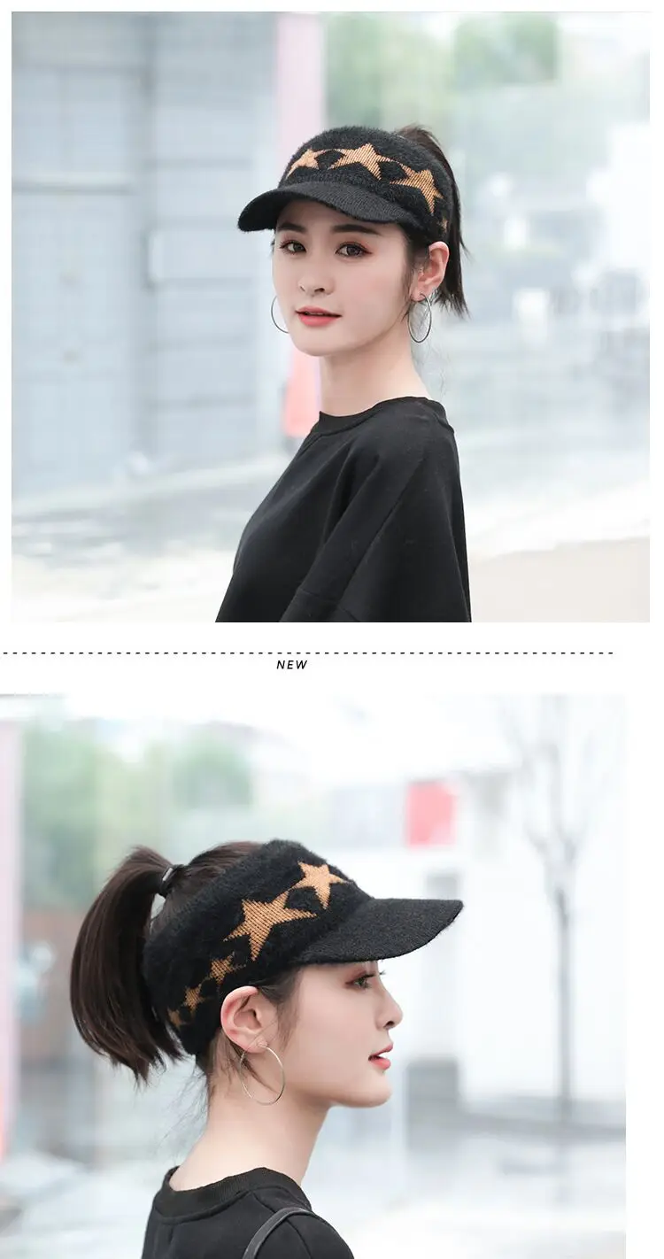 Fashion Empty Top Hats for Winter Knitted Hat Women Striped Thicken Ladies Cold Beanies Warm Cap Bonnet Femme Baseball caps