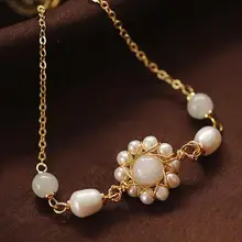 Натуральный Жемчуг пресной воды Ручной Работы Регулируемый браслет для женщин для свадьбы, помолвки Роскошные драгоценные ювелирные изделия для девочек подарок