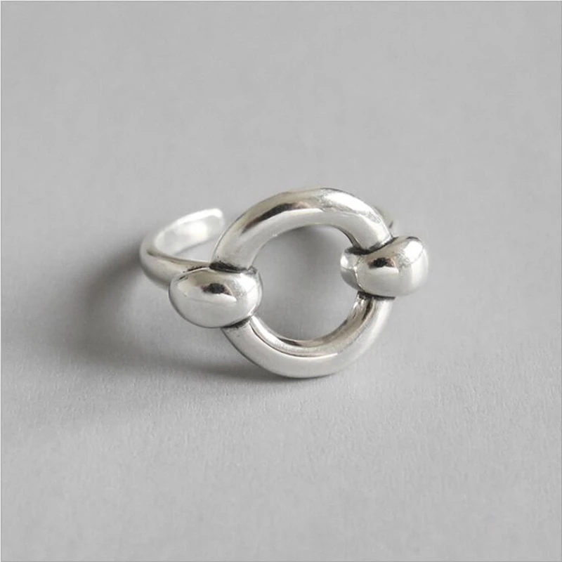 

925 Sterling Silver Old Silver Craftsman Handcrafted Exquisite Geometric Ring For Old Ring Ladies'Simple And Fashion Accessories