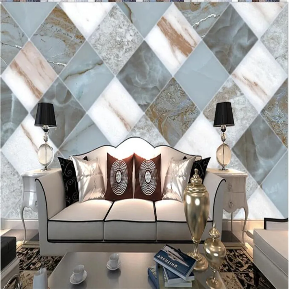 Milofi Custom wallpaper mural marble mosaic combination TV living room bedroom background wall decorative painting mural milofi custom photo wall paper fresh modern minimalist three dimensional plant geometric mosaic tv background wall mural