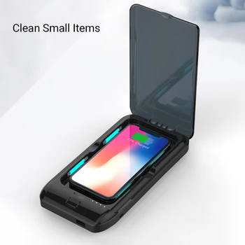 

3 in 1 UV Light Box Phone Cleaner Wireless Charger Cell Phone Power Bank Ultraviolet Lamp Box for Smart Phone Earbuds Watch Keys