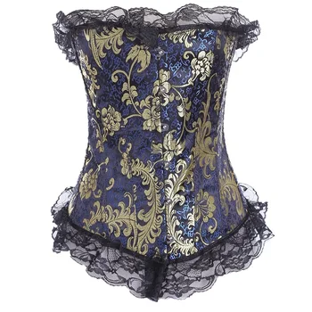 

Bustier Corset Lingerie Sexy Corselet Purple Lace Waist Cincher Coverbust Korse for Women Victorian Retro Top cosplay