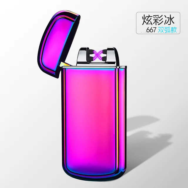 Skeleton Shaking Ignite Dual Arc Cigarette Lighter USB Rechargeable Electronic Plasma Arc Lighter 3D Carving Horse Eagle Gadgets - Цвет: Color