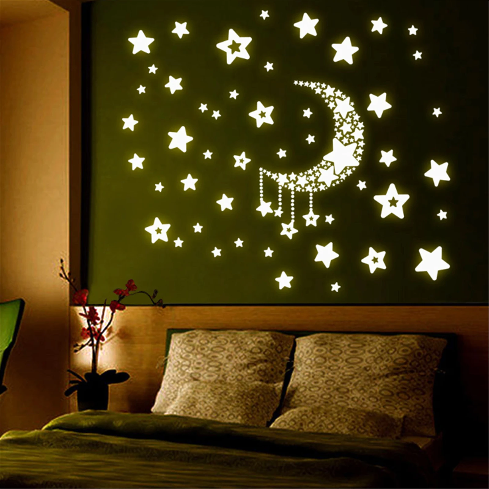 

3D Moon Stars Glow In The Dark Luminous On Wall Stickers For Kids Room Living Room Wall Decal Home Decoration Poster