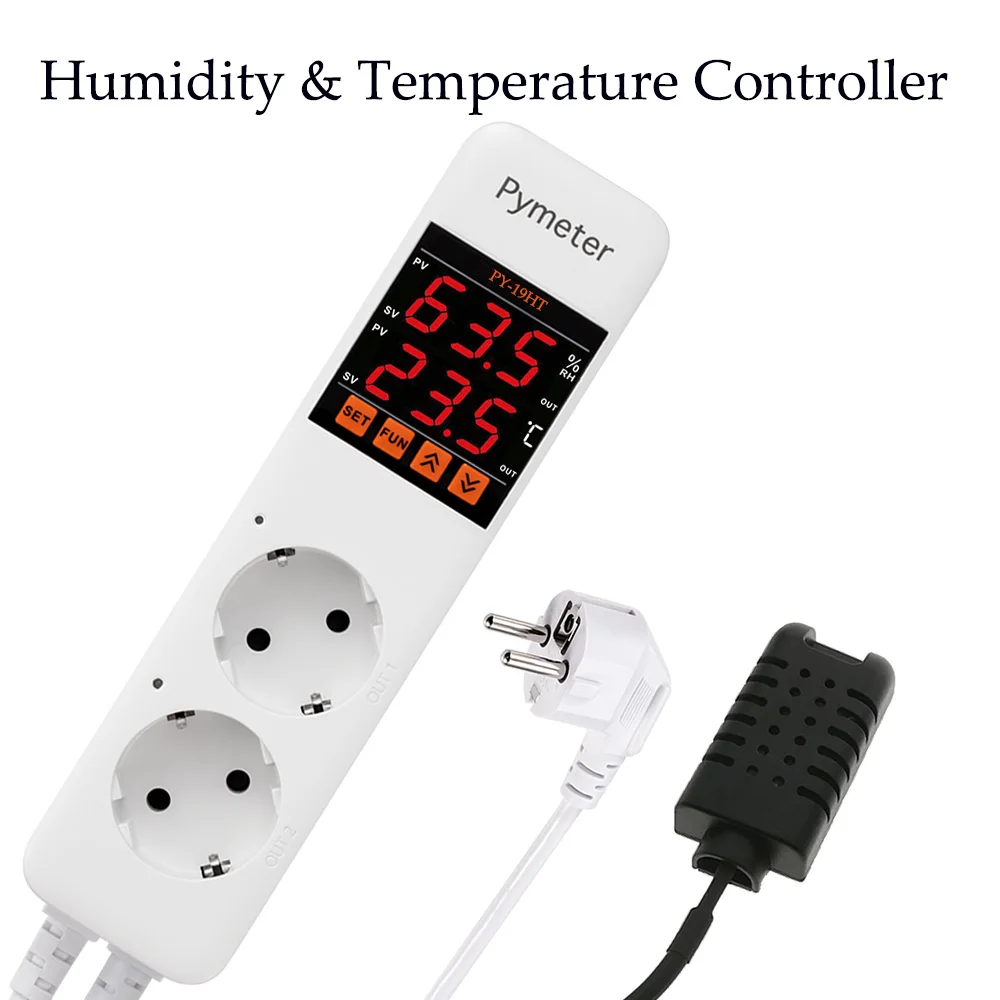

Pymeter PY-19HT Humidity and Temperature Controller for humidification/dehumidification, heating/cooling humidity controller