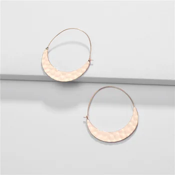 

New Arrival Women Unique Style Fashion Jewelry Hammered Copper Metal U Shape Drop Statement Earrings