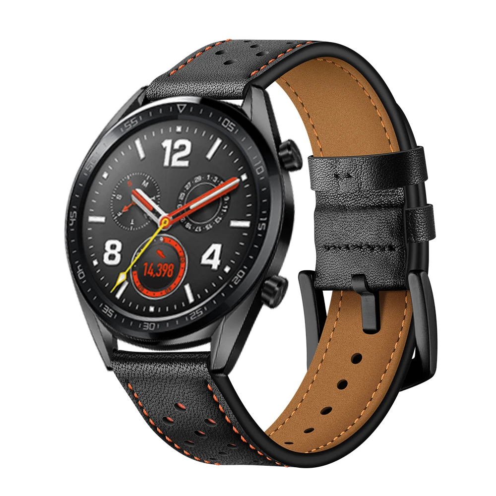 UEBN 22 мм кожаная дышащая повязка на запястье ремешок для HUAWEI WATCH GT 2 46 мм/GT Active 46 мм HONOR Magic Bracelet GT2 ремешок для часов