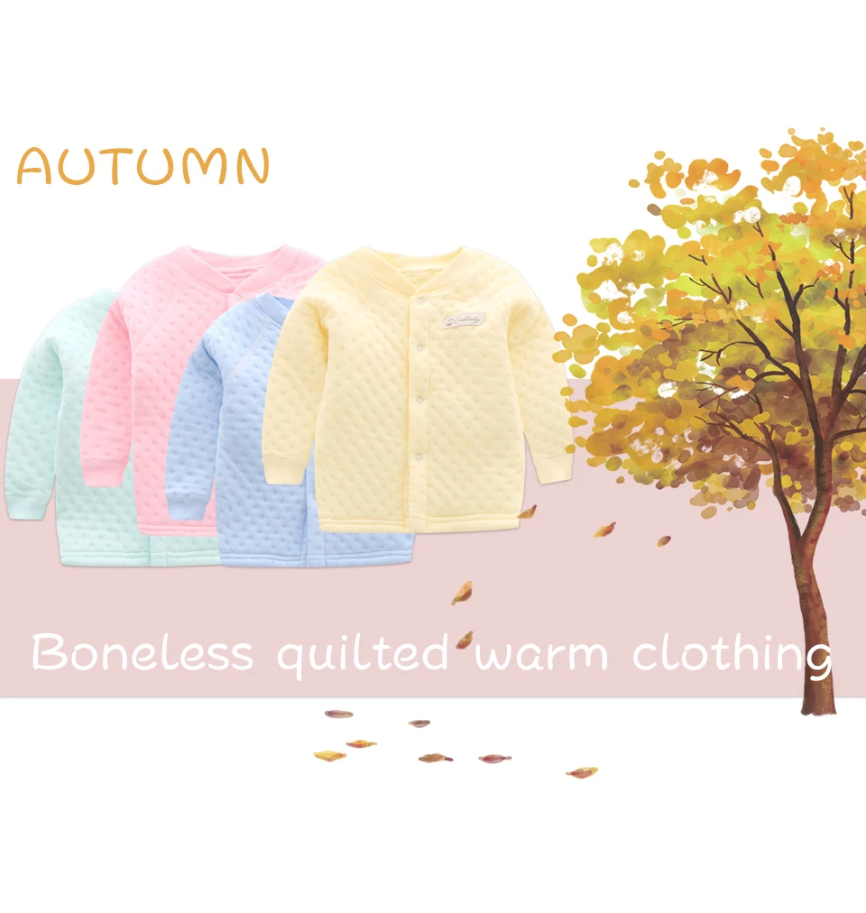 Baby autumn clothes top 0-6 months baby winter warm newborn single piece thick long-sleeved cardigan pajamas 1-3 years old