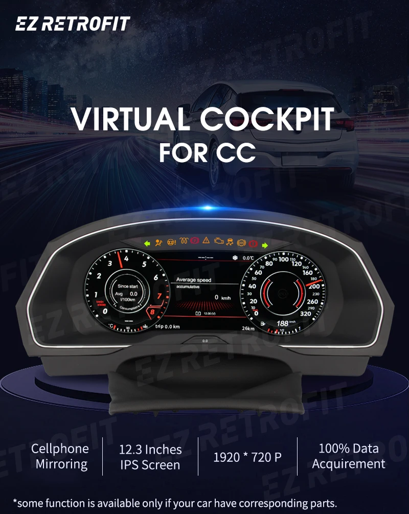 12.3 inches Cockpit Cluster IPS Digital Instrument LCD virtual Speedometer headunit dashboard for VW CC Passat Golf 7 Mk7 Altas