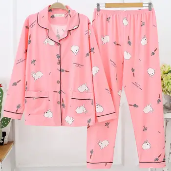 

2020 New Long Sleeved Women Pajamas Set Fashion Lovely Print HomeWear Leisure Clothes Women Long Pant Pyjamas Sets Nightwear
