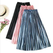 Qooth/Новинка года; сезон осень-зима; облегающая женская бархатная юбка с высокой талией; плиссированные юбки; ; qh2009