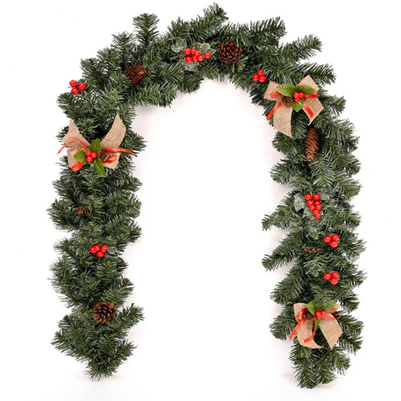 

1.8m Christmas Garland Handmade Rattan Pendant Christmas Tree Door Decoration Red Fruit Christmas Cane For Door Garlands CB002