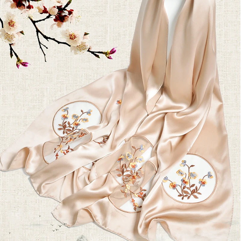 

Silk Scarf Women Silkworm Silk Scarf Spring and Autumn Hangzhou Silk Wedding Cheongsam Shawl Mother Gift Boxed Dinner