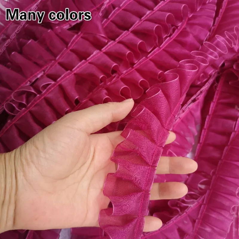Lace Ribbon Lace Sewing Supplies Lace Sewing Accessories Lace Accessories Lace Garment Accessories Lace Decoration Soft 4CM Wide Pleated Tulle Fine Lace Ribbon Ruffle Trim Collar Applique DIY Crafts Dress Clothes Skirt Pet Bib Sewing Fabric