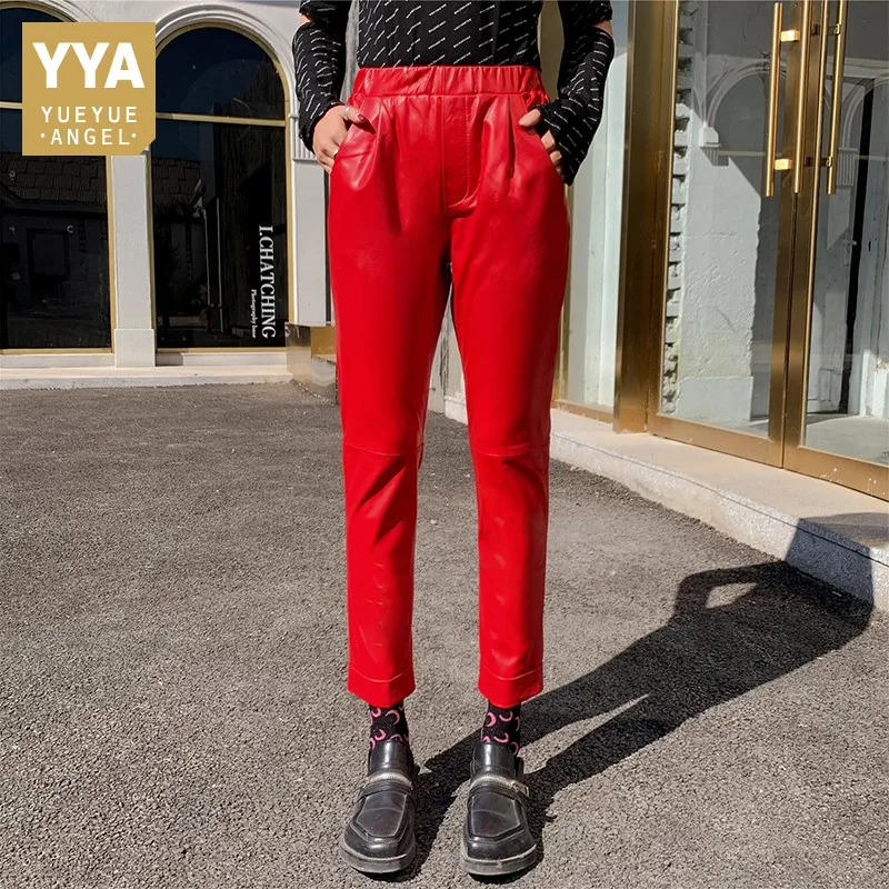 Брюки-карандаш женские с эластичным поясом повседневные штаны из натуральной