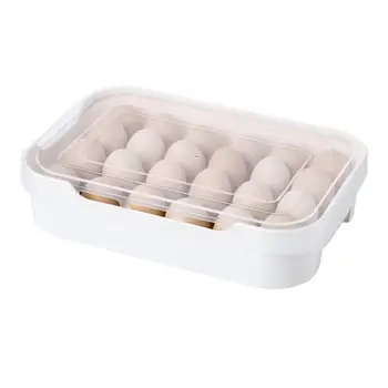 

Refrigerator Egg Container With Lid 24 Grids Plastic Portable Large Egg Holder Protect And Keep Egg Fresh Clear Egg Tray Case