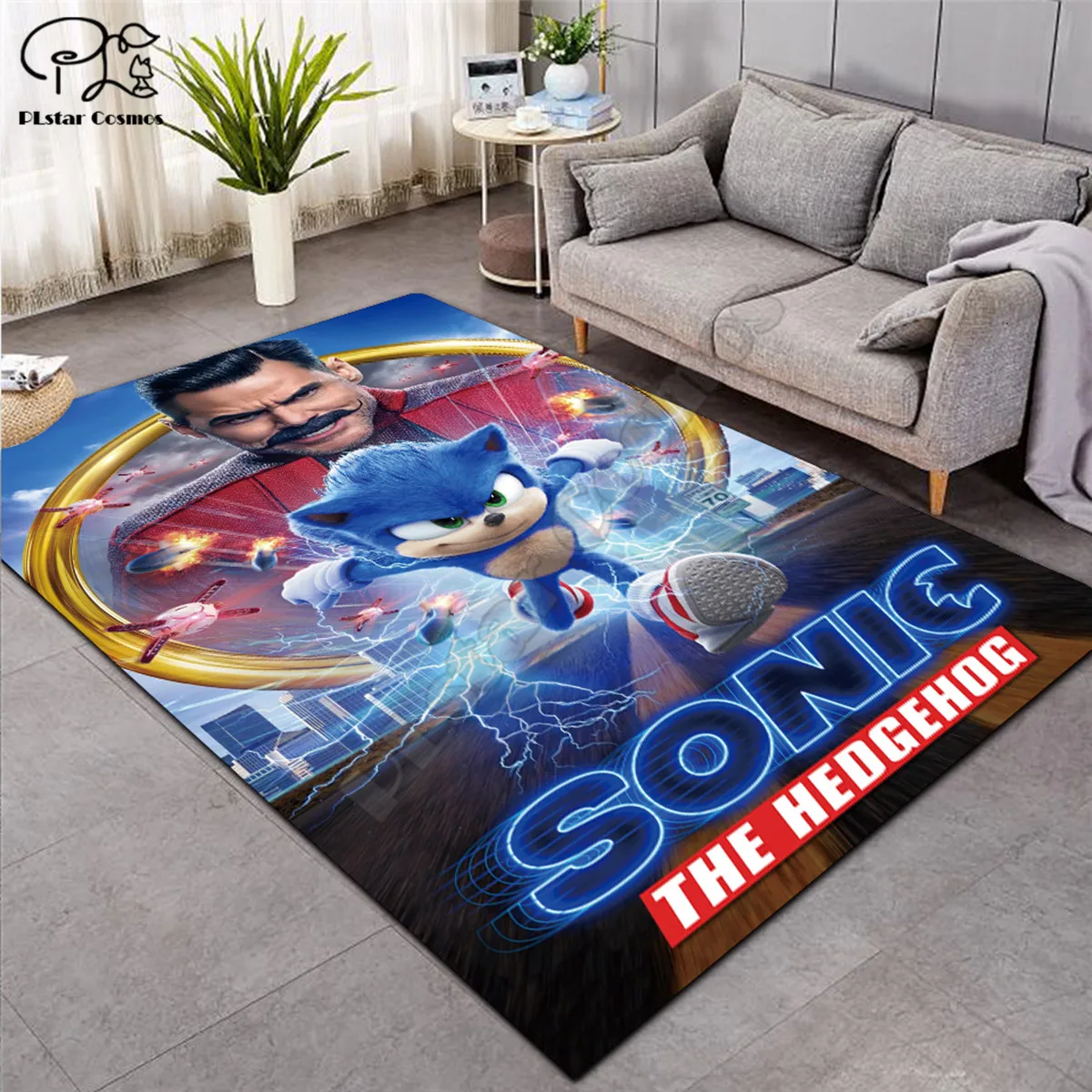 

Sonic Carpet Square Anti-Skid Area Floor Mat 3D Rug Non-slip Mat Dining Room Living Soft Carpet Kids Cartoon Game Mat