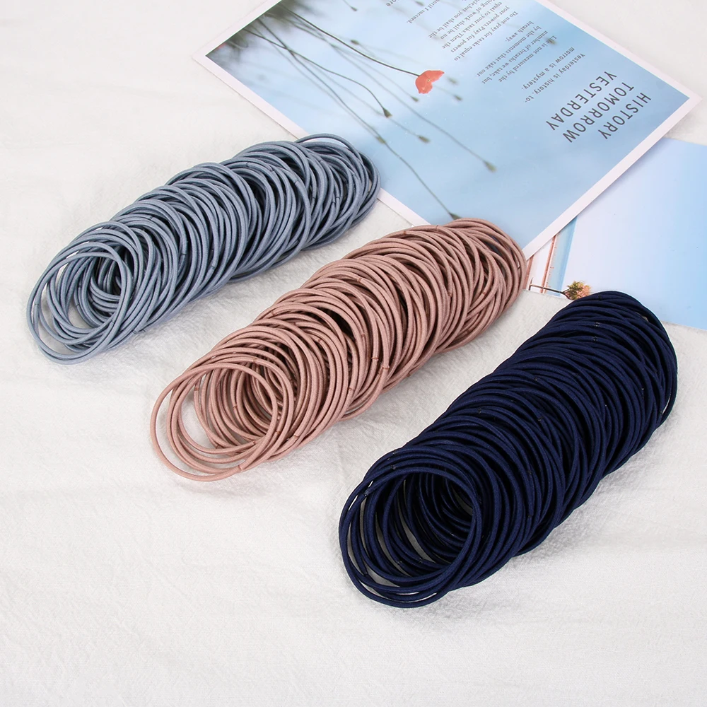 100Pcs Elastic Rubber Hair Ties Band Rope Ponytail Holder Fashion Girls Hair Ropes Hair Styling