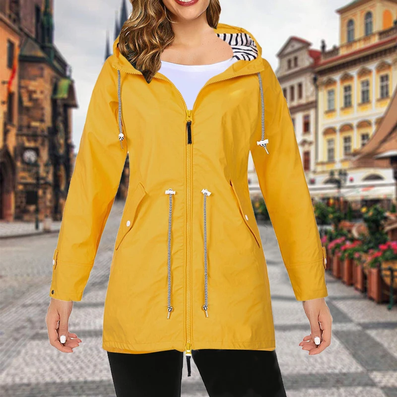 

HEFLASHOR Outdoor Hoodie Jacket Long Windproof Hooded Coat Plus size Women's Waterproof Coat 2019 Mountaineering warm Jackets
