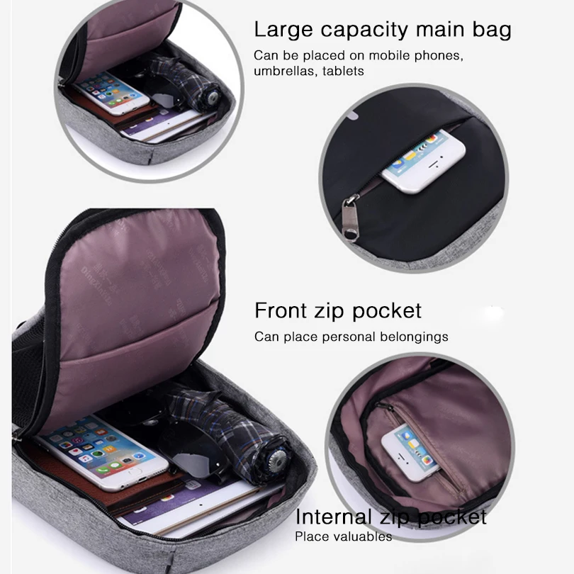 Зарядка через USB плеча Crossbody сумка нейтральный охранная женский невидимая