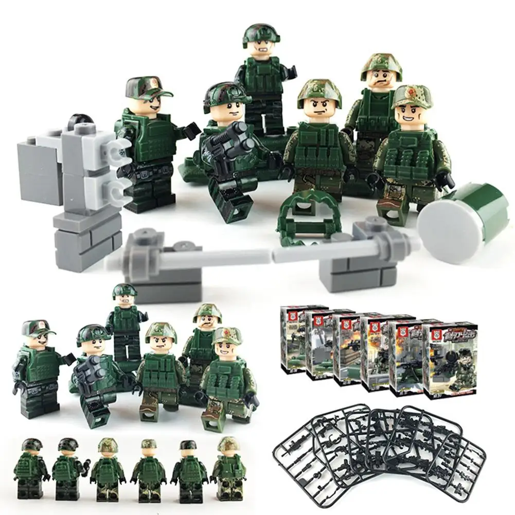 Обучающее составное здание Блоки Игрушки Военная серия мультфильм куклы для детей солдат Военная игрушка фигурка совместима