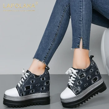 

Lapolaka New Design 2020 Genuine Leather Increasing High Heels Shoes Woman Pumps Female Lace-Up Platform Pumps Women Shoes