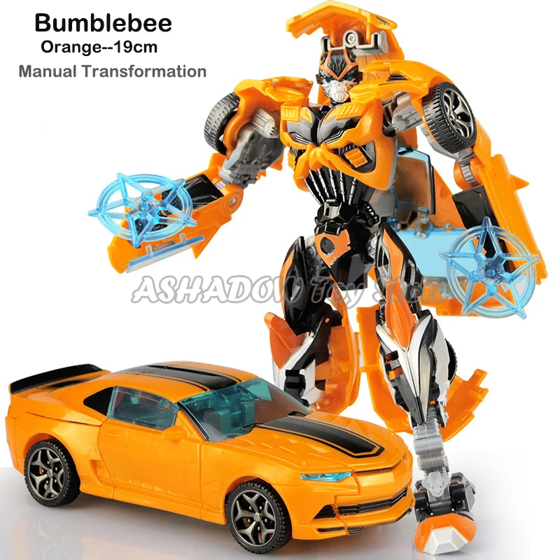 Лидер продаж! 19 см Большой размер трансформер Робот Модель автомобиля пластиковая фигурка Шмель Оптимус Трансформация игрушки для детей - Цвет: Bumblebee-Orange