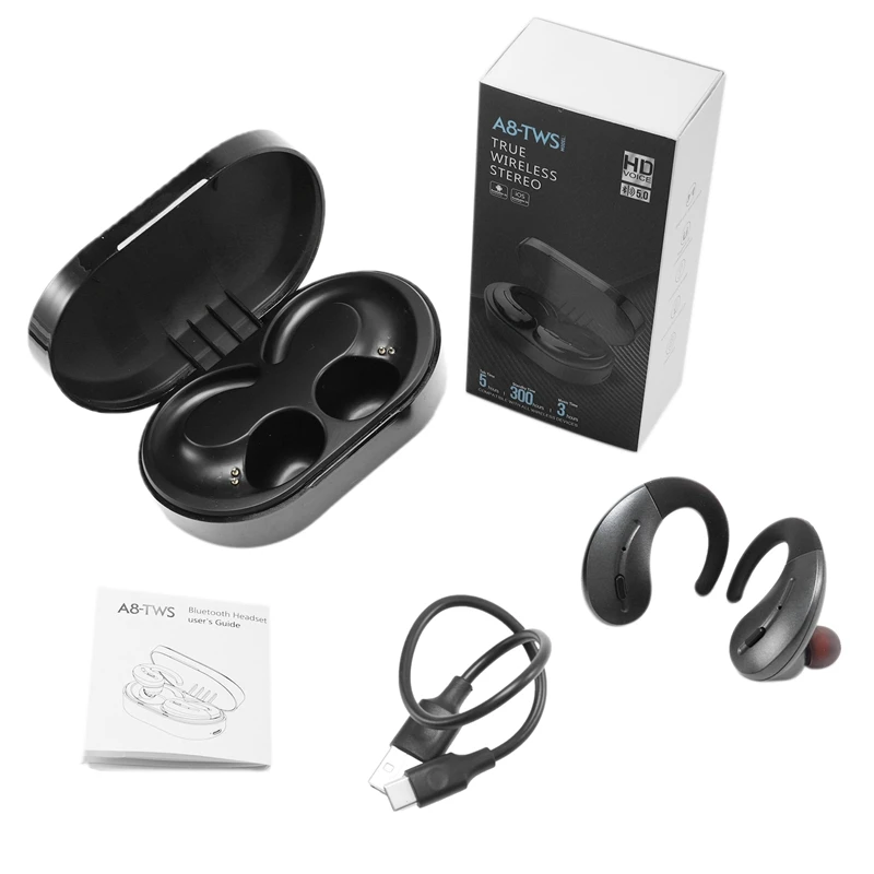 A8 TWS Bluetooth беспроводные наушники 5,0 с сенсорным управлением, водонепроницаемые стерео музыкальные наушники, 400 мАч, внешний аккумулятор для смартфонов