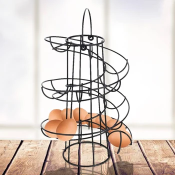 

Iron Art DIY Egg Holder Restaurant Basket Spiral Design Portable Space Saving Decoration Home Kitchen Storage Rack Stand