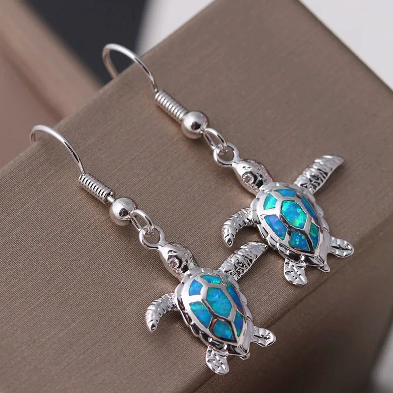 

New fashion cute mini blue opal little turtle woman eardrop Daily dance party mini earrings Gifts to Lovers shipping