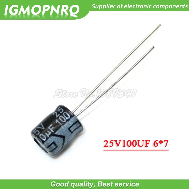 

50PCS 25V100UF 6*7mm 100UF 6.3*7 25V Aluminum electrolytic capacitor