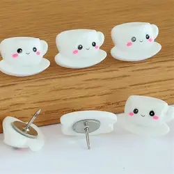 6 шт. декоративные штифты нажимные штифты маленькая чашка Smiley Thumb Tacks креативная Милая пробковая доска фото настенная булавка офисные