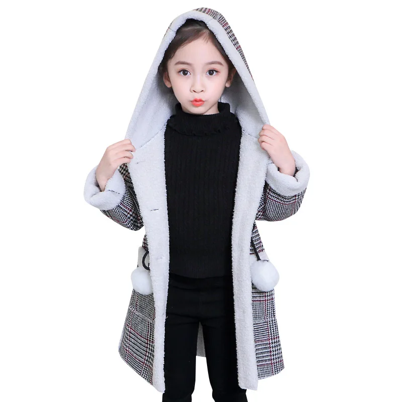 

Cute Toddler Kids Baby Girls Plaid Overcoat Woolen Single Breasted Coat For Girl Outerwear Winter Warm Clothes Snowsuit 3-14T