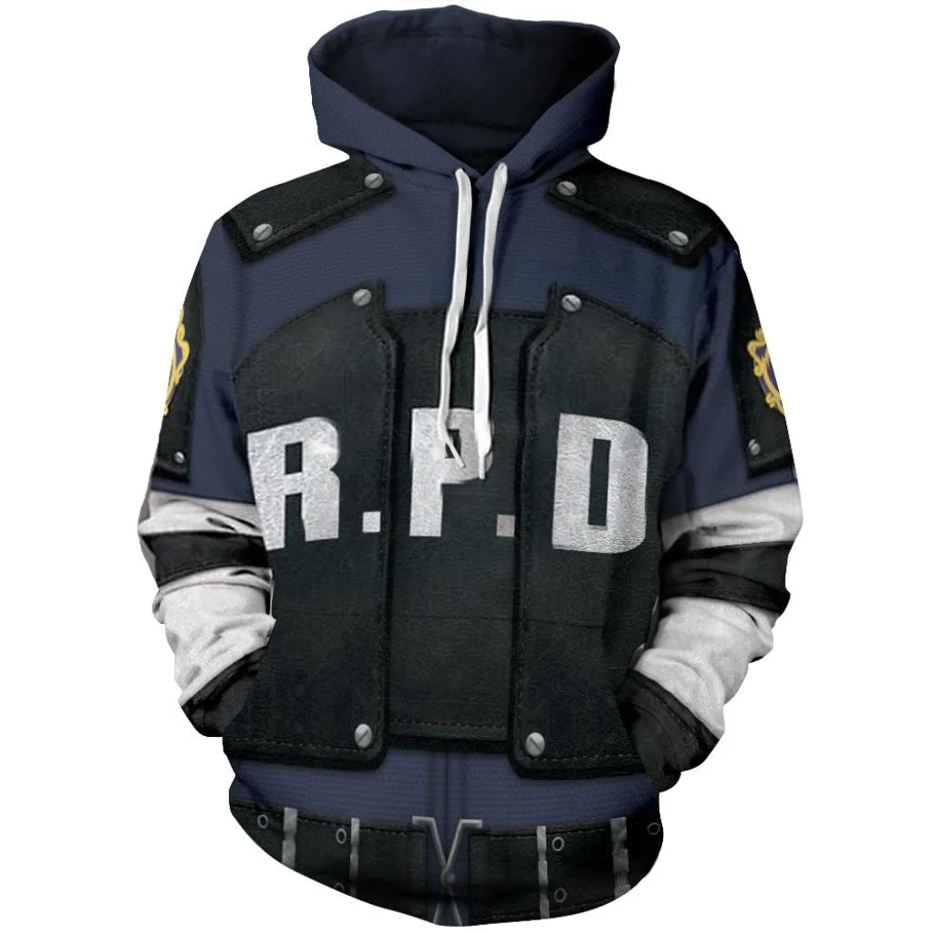 2021 new residents re evils 2 Leon Scott Kennedy Cosplay 3D printed Hooded Sweatshirt long sleeve coat