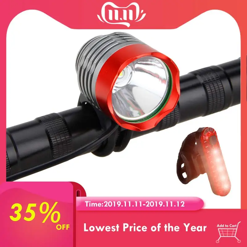 Best 8000 lumen T6 LED Bicycle Light Headlamp Front Head Torch Bike Headlight with Battery Pack+Charger 0