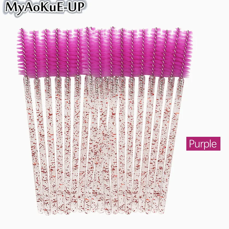 Crs p-purple red 50 шт одноразовые кисти для макияжа косметические ресницы Хрустальная ресница кисти Алмазный аппликатор для ресниц палочки с кисточкой для туши инструменты - Handle Color: Crs p-purple red