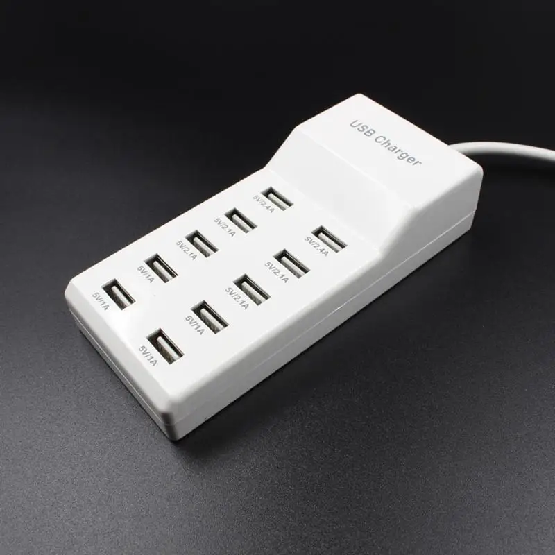 10 портов, зарядное устройство для телефона, многопортовый usb разъем для зарядки, ЖК-дисплей, мобильная зарядная станция с американской вилкой