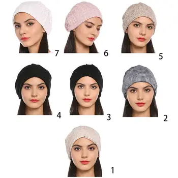 

Women Head Wraps Beanie Skull Cap Empty Top Solid Color Slouchy Turban Chemo Hat