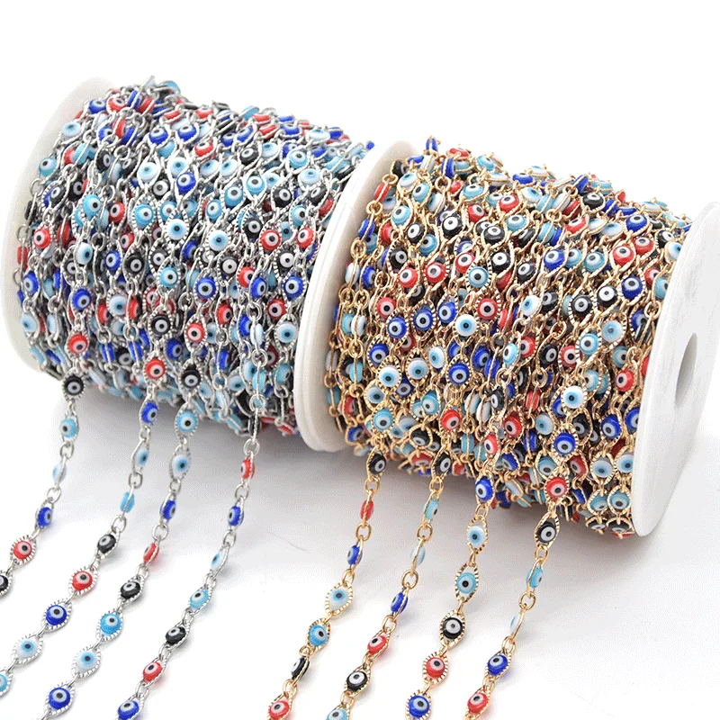 Модная красочная цепочка сглаза ожерелье медный металлический кабель