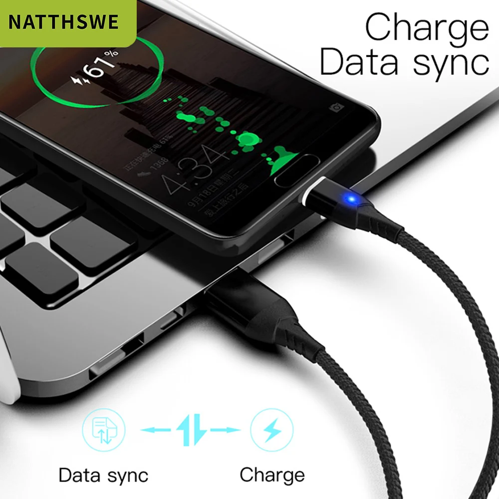 NATTHSWE Магнитный кабель Micro usb type C для быстрой зарядки Micro usb type-C Магнитный зарядный провод usb c для iphone 11 X Xr usb кабель