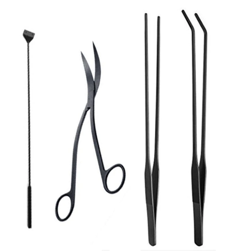 

4Pcs Aquarium Cleaning Tools Aquatic Plants Scissors Tweezers Set with Bag Stainless Steel Algae Clean Sand Scrape Maintenance T