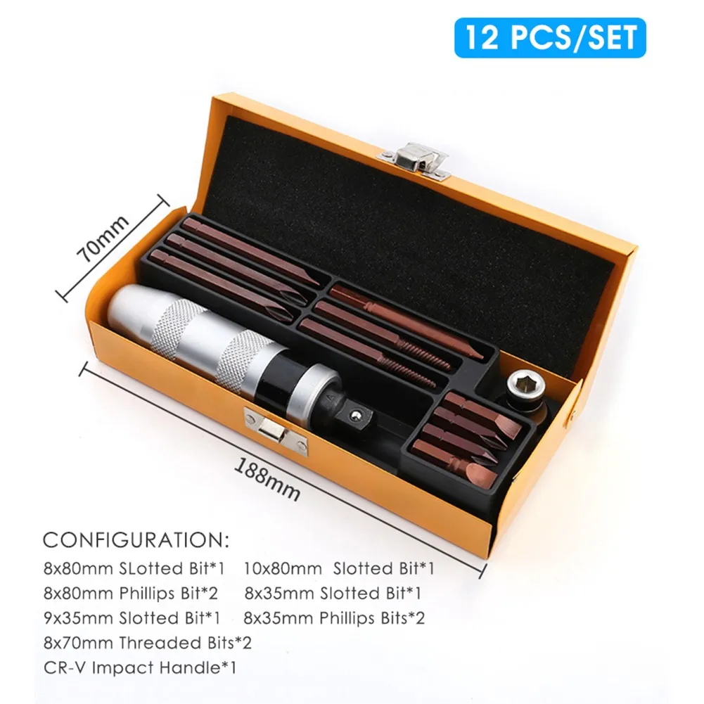 Manual Impact Screwdriver Set Removable Screw Bits Bolt Nut Extractor