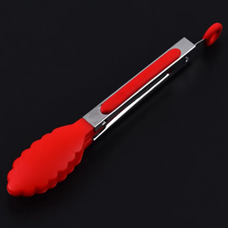 8inch Silicone BBQ Grilling Tong Salad Bread Serving Tong Non-Stick Kitchen Barbecue Grilling Cooking