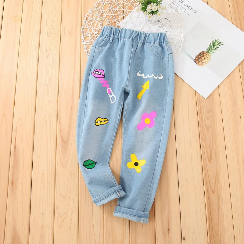 Весенне-осенние детские штаны для мальчиков и девочек от 3 до 10 лет детские джинсовые штаны хлопковые брюки для детей, модная одежда для девочек - Цвет: B007