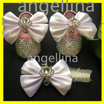 

Baby shoes baby girls baptism baby shoes Rhinestones Baby Shoes Infant Ribbon Princess Shoes butterfly knot Baby PINK Big Bow